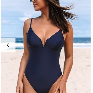 NWT - V Wire Tie-Back Cheeky One Piece Swimsuit - Cupshe (Lg)